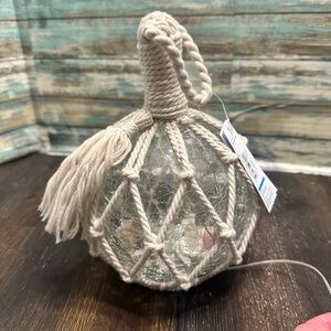 NWT macrame crackle glass faerie light globe